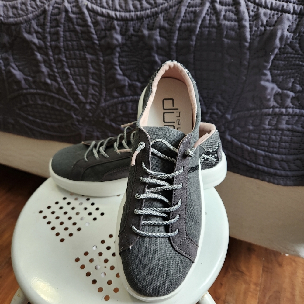 Hey Dude Gray and Pink Women's Sneakers